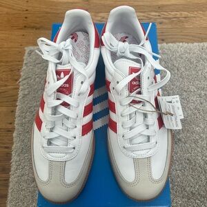 Adidas Sambas White and Red Striped Sneakers